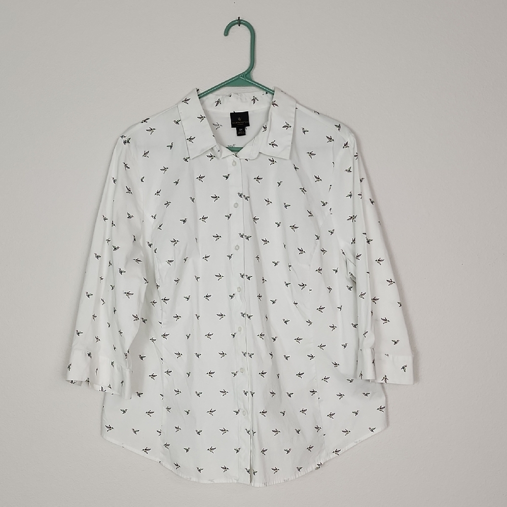 Worthington White Shirt with Humming Bird Design